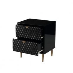 Hexagonal Pattern 2-Drawer Black High Gloss Nightstand Accent Cabinet with Golden Stands by Boyel Living 13 Hexagonal Pattern 2-Drawer Black High Gloss Nightstand Accent Cabinet with Golden Stands by Boyel Living -MODWAY store black boyel living nightstands bec 1472a k bk c3 1000