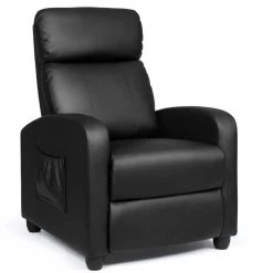 27 in. Width Big and Tall Black Leather Power Reclining 3 Position Recliner by Boyel Living