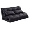43 in. x 49 in. Black Foldable PU Leather Leisure Floor Sofa Bed with Pillows by Boyel Living -MODWAY store black boyel living sofa beds wf hw66070bk 64 1000