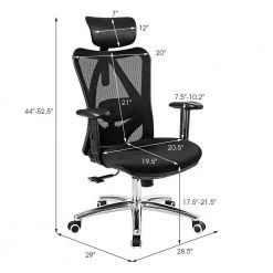 Black Mesh Adjustable Height Swivel High Back Office Chair by Boyel Living -MODWAY store black boyel living task chairs hysn 62423 44 1000