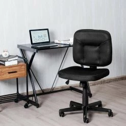 Low-Back Black Mesh Office Chair with Adjustable Height by Boyel Living -MODWAY store black boyel living task chairs hysn 63005 31 1000
