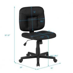 Low-Back Black Mesh Office Chair with Adjustable Height by Boyel Living -MODWAY store black boyel living task chairs hysn 63005 44 1000