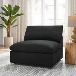 Commix Down Filled Overstuffed Armless Chair in Black by MODWAY -MODWAY store black modway accent chairs eei 3270 blk 31 1000