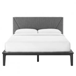 Dakota 67in. Upholstered Queen Platform Bed in Black Gray by MODWAY -MODWAY store black modway platform beds mod 6670 blk gry 44 1000