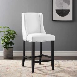 Baron 42 in. Faux Leather Counter Stool in White by MODWAY