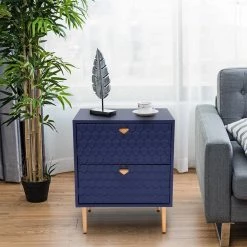 Iron Tube Adjustable Feet Blue Storage Cabinet with 2-Drawer Chest by Boyel Living -MODWAY store blue boyel living accent cabinets bl jh 013 bl 76 1000