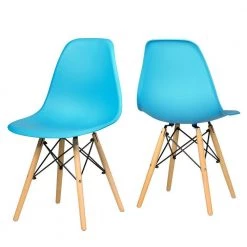 Blue 2-Piece Mid Century Dining Side Chairs with Wood Legs by Boyel Living -MODWAY store blue boyel living accent chairs hysn 65771bl 2 c3 1000