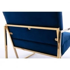 Blue Velvet Tufted Dining Arm Chair with Golden Base by Boyel Living -MODWAY store blue boyel living accent chairs wf xy10bl 44 1000