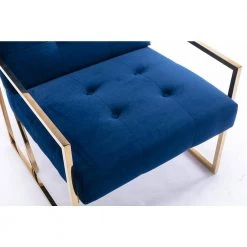 Blue Velvet Tufted Dining Arm Chair with Golden Base by Boyel Living -MODWAY store blue boyel living accent chairs wf xy10bl c3 1000