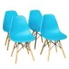 Blue 4-Piece Mid Century Dining Side Chairs with Wood Legs by Boyel Living -MODWAY store blue boyel living dining chairs hysn 65771bl 4 64 1000