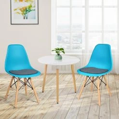 Blue 2-Piece Mid Century Dining Chairs Accent Leisure Chairs with Cushions by Boyel Living -MODWAY store blue boyel living dining chairs hysn 66470bl 2 31 1000