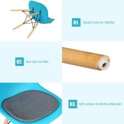 Blue 2-Piece Mid Century Dining Chairs Accent Leisure Chairs with Cushions by Boyel Living -MODWAY store blue boyel living dining chairs hysn 66470bl 2 4f 1000