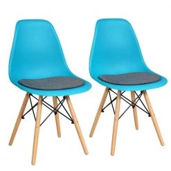 Blue 2-Piece Mid Century Dining Chairs Accent Leisure Chairs with Cushions by Boyel Living