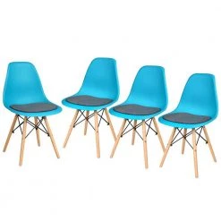 Blue 4-Piece Mid Century Dining Chairs Accent Leisure Chairs with Linen Cushions by Boyel Living -MODWAY store blue boyel living dining chairs hysn 66470bl 4 4f 1000