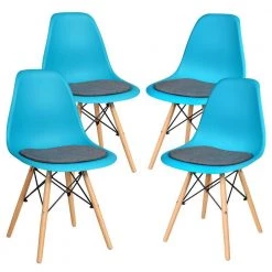 Blue 4-Piece Mid Century Dining Chairs Accent Leisure Chairs with Linen Cushions by Boyel Living -MODWAY store blue boyel living dining chairs hysn 66470bl 4 c3 1000