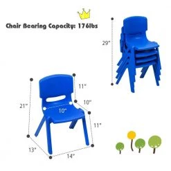 Blue 4-Pack Kids Plastic Ergonomic Design Stackable Multifunctional Classroom Chairs by Boyel Living -MODWAY store blue boyel living kids chairs hysn 64568bl 4 1f 1000