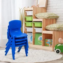 Blue 4-Pack Kids Plastic Ergonomic Design Stackable Multifunctional Classroom Chairs by Boyel Living -MODWAY store blue boyel living kids chairs hysn 64568bl 4 31 1000