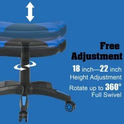 Blue Swivel Adjustable Faux Leather Padded Office Stool Gaming Chair by Boyel Living -MODWAY store blue boyel living office stools hysn 64010bl 1f 1000