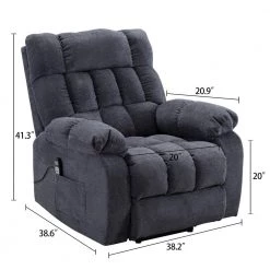 Blue Electric Lift Recliner with Heat Therapy and Massage, Heavy Recliner with Modern Padded Arms and Back by Boyel Living -MODWAY store blue boyel living recliners ez w501s00006 4f 1000