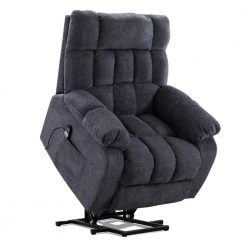 Blue Electric Lift Recliner with Heat Therapy and Massage, Heavy Recliner with Modern Padded Arms and Back by Boyel Living