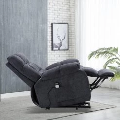 Blue Electric Lift Recliner with Heat Therapy and Massage, Heavy Recliner with Modern Padded Arms and Back by Boyel Living -MODWAY store blue boyel living recliners ez w501s00006 76 1000