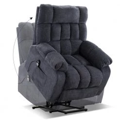 Blue Electric Lift Recliner with Heat Therapy and Massage, Heavy Recliner with Modern Padded Arms and Back by Boyel Living -MODWAY store blue boyel living recliners ez w501s00006 fa 1000