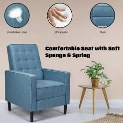 Rubber Wood Blue Power Reclining Back Chair Fabric Recliners Chair by Boyel Living -MODWAY store blue boyel living recliners hysn 65860bl 44 1000