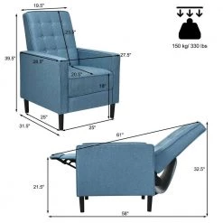 Rubber Wood Blue Power Reclining Back Chair Fabric Recliners Chair by Boyel Living -MODWAY store blue boyel living recliners hysn 65860bl 76 1000