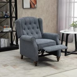 34 in. W Blue Elegant Nailhead Tufted Recliner, Push Back Accent Chair with Rubber Wooden Legs by Boyel Living -MODWAY store blue boyel living recliners qn 8010 bl 31 1000