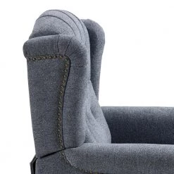 34 in. W Blue Elegant Nailhead Tufted Recliner, Push Back Accent Chair with Rubber Wooden Legs by Boyel Living -MODWAY store blue boyel living recliners qn 8010 bl 44 1000