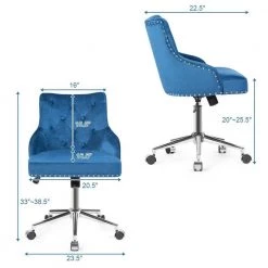 Blue Adjustable Office Executive Task Chair Upholstered Swivel Home Computer Desk Chair by Boyel Living -MODWAY store blue boyel living task chairs hysn 65486bl 1f 1000