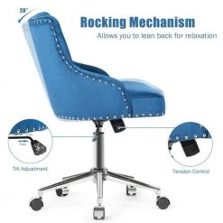 Blue Adjustable Office Executive Task Chair Upholstered Swivel Home Computer Desk Chair by Boyel Living -MODWAY store blue boyel living task chairs hysn 65486bl 44 1000