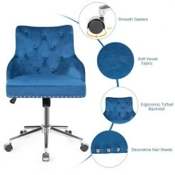Blue Adjustable Office Executive Task Chair Upholstered Swivel Home Computer Desk Chair by Boyel Living -MODWAY store blue boyel living task chairs hysn 65486bl c3 1000