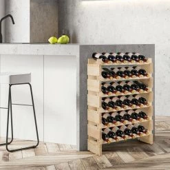 36-Bottles Natural Stackable Wooden Wobble-Free Modular Wine Rack by Boyel Living -MODWAY store boyel living wine racks hysn 63195 31 1000