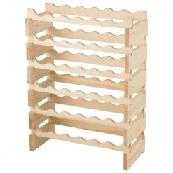 36-Bottles Natural Stackable Wooden Wobble-Free Modular Wine Rack by Boyel Living