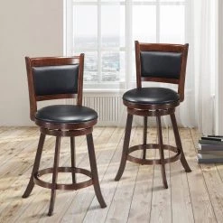 38 in. 2-Piece Brown Wood Swivel Bar Stools with High Back and Upholstered Seat by Boyel Living 15 38 in. 2-Piece Brown Wood Swivel Bar Stools with High Back and Upholstered Seat by Boyel Living -MODWAY store brown boyel living bar stools hysn 58965 31 1000