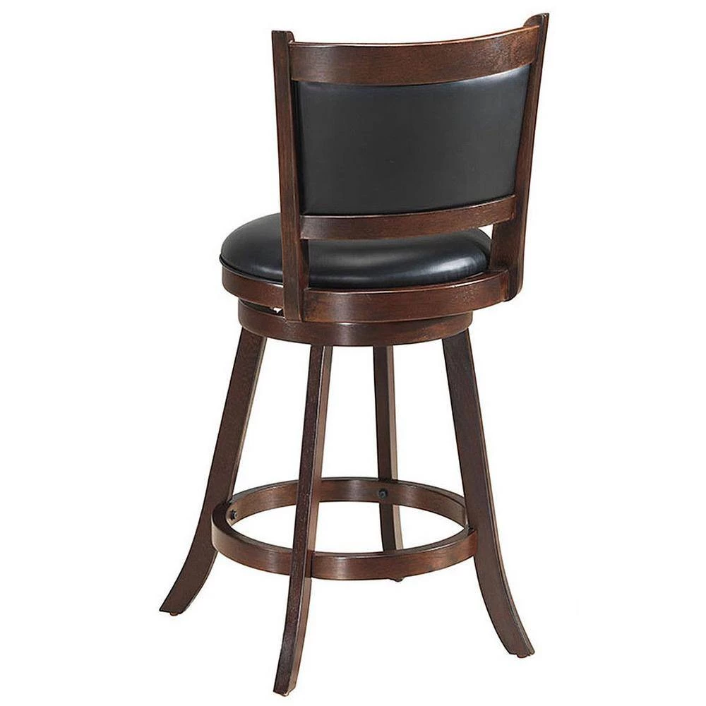 38 in. 2-Piece Brown Wood Swivel Bar Stools with High Back and Upholstered Seat by Boyel Living 7 38 in. 2-Piece Brown Wood Swivel Bar Stools with High Back and Upholstered Seat by Boyel Living - Image 5