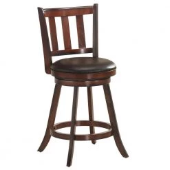 38.5 in. 2-Piece Brown Wood Swivel Dining Pub Bar Stools with Upholstered Seat by Boyel Living -MODWAY store brown boyel living bar stools hysn 61765 1f 1000