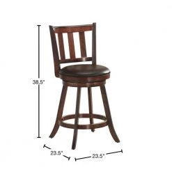 38.5 in. 2-Piece Brown Wood Swivel Dining Pub Bar Stools with Upholstered Seat by Boyel Living -MODWAY store brown boyel living bar stools hysn 61765 40 1000
