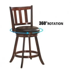 38.5 in. 2-Piece Brown Wood Swivel Dining Pub Bar Stools with Upholstered Seat by Boyel Living -MODWAY store brown boyel living bar stools hysn 61765 44 1000