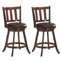 38.5 in. 2-Piece Brown Wood Swivel Dining Pub Bar Stools with Upholstered Seat by Boyel Living -MODWAY store brown boyel living bar stools hysn 61765 c3 1000
