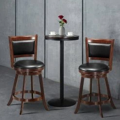 24 in. Brown Wood Upholstered Swivel Stool by Boyel Living -MODWAY store brown boyel living bar stools hysn 65283 31 1000