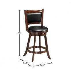 24 in. Brown Wood Upholstered Swivel Stool by Boyel Living -MODWAY store brown boyel living bar stools hysn 65283 40 1000