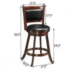 24 in. Brown Wood Upholstered Swivel Stool by Boyel Living -MODWAY store brown boyel living bar stools hysn 65283 4f 1000
