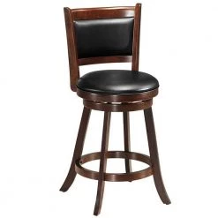 24 in. Brown Wood Upholstered Swivel Stool by Boyel Living