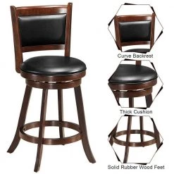 24 in. Brown Wood Upholstered Swivel Stool by Boyel Living -MODWAY store brown boyel living bar stools hysn 65283 c3 1000