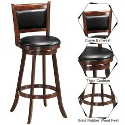 29 in. Swivel Upholstered Bar Stool with Wood Legs by Boyel Living -MODWAY store brown boyel living bar stools hysn 65284 c3 1000