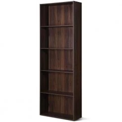 67 in. Brown 5-Shelf Standard Bookcase with Adjustable Shelves by Boyel Living