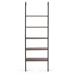 72 in. H Brown Particle Board 5-Shelf Ladder Bookcase by Boyel Living
