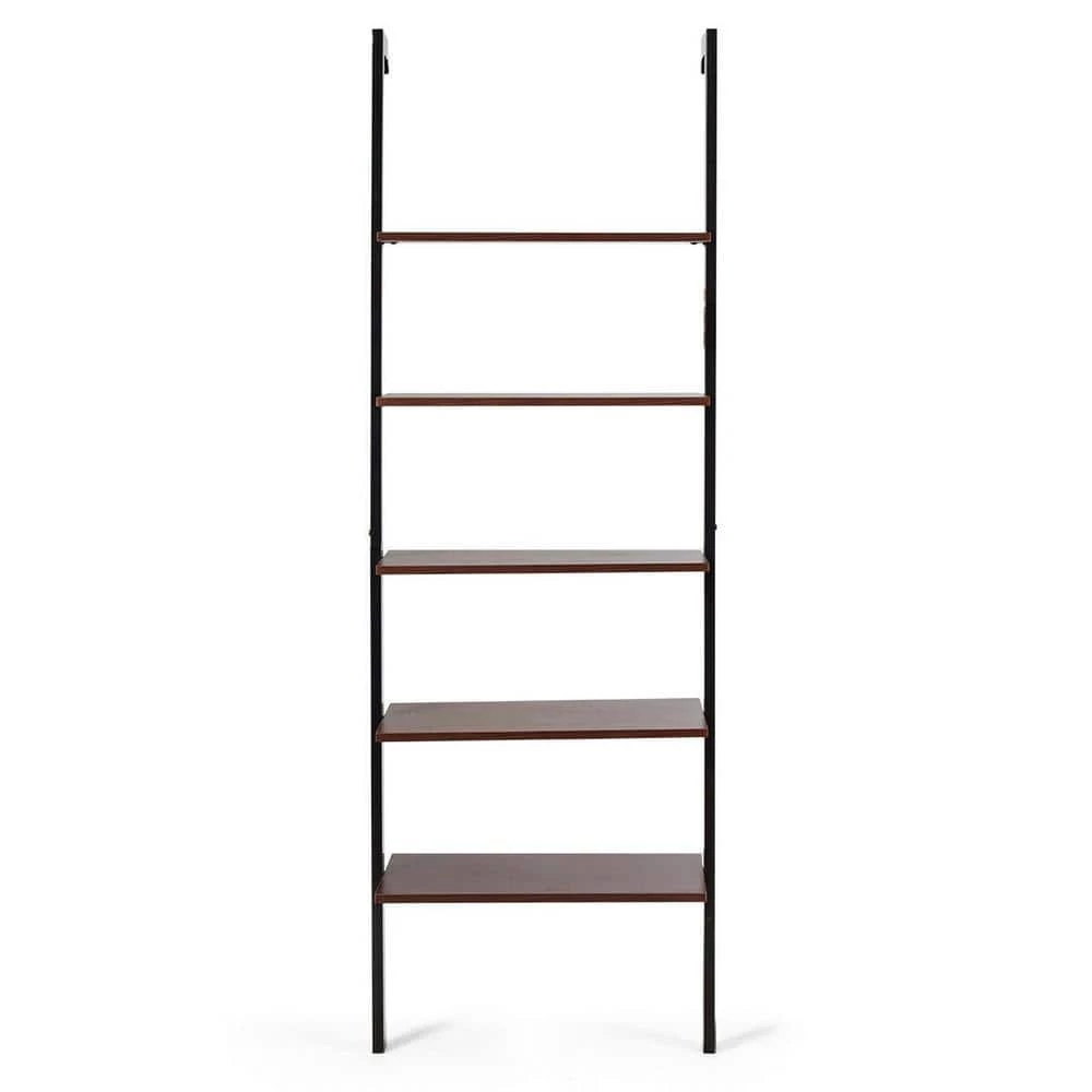 72 in. H Brown Particle Board 5-Shelf Ladder Bookcase by Boyel Living 3 72 in. H Brown Particle Board 5-Shelf Ladder Bookcase by Boyel Living